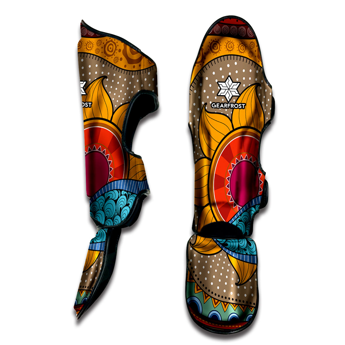 African Sun Print Muay Thai Shin Guard
