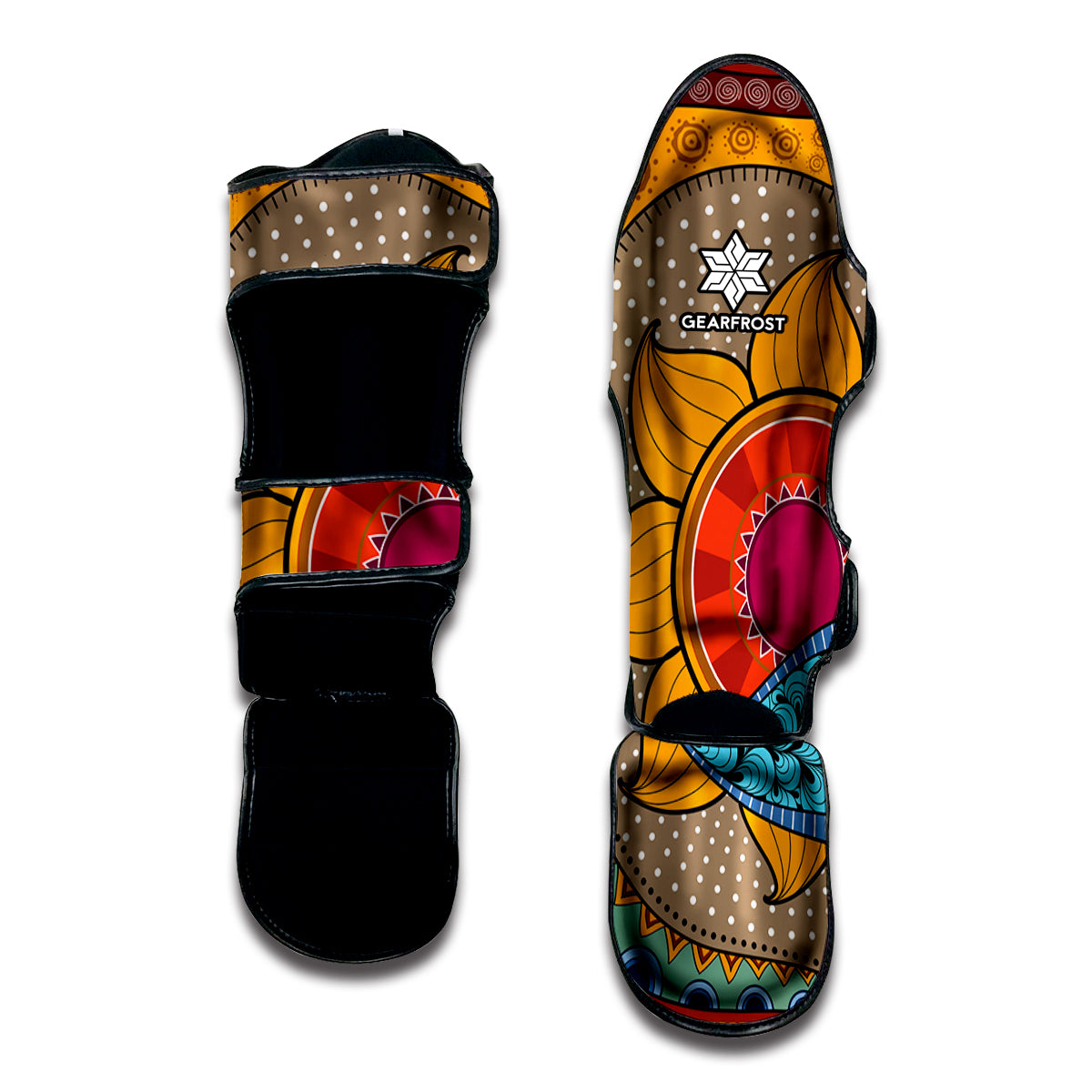African Sun Print Muay Thai Shin Guard