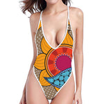 African Sun Print One Piece High Cut Swimsuit