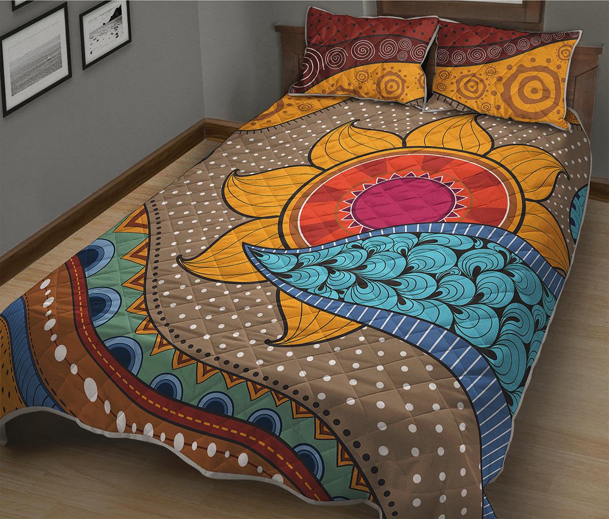 African Sun Print Quilt Bed Set