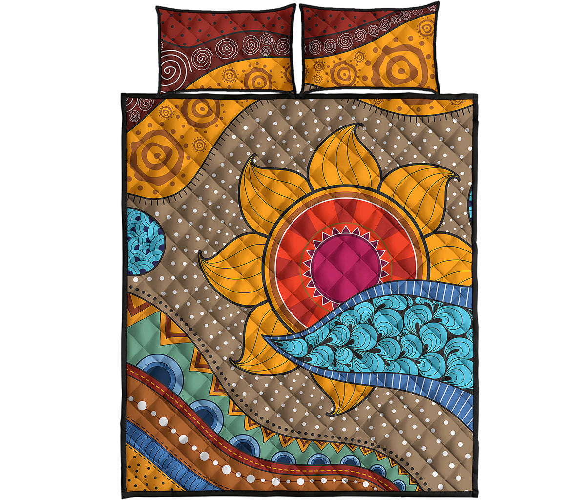 African Sun Print Quilt Bed Set