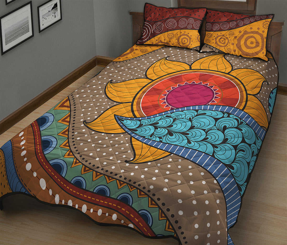 African Sun Print Quilt Bed Set