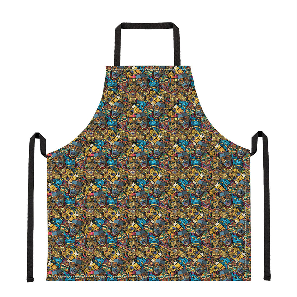 African Totem Masks Pattern Print Apron