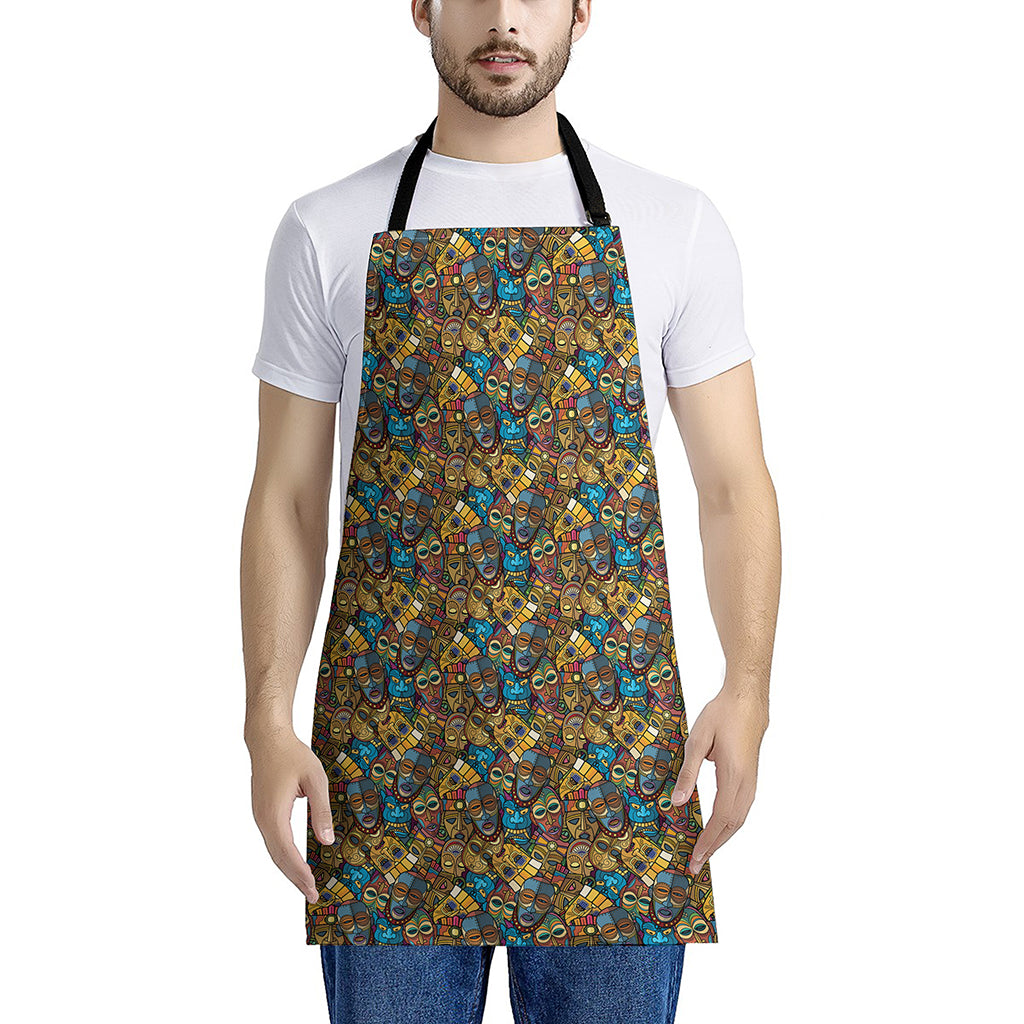 African Totem Masks Pattern Print Apron