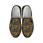 African Totem Masks Pattern Print Black Slip On Shoes