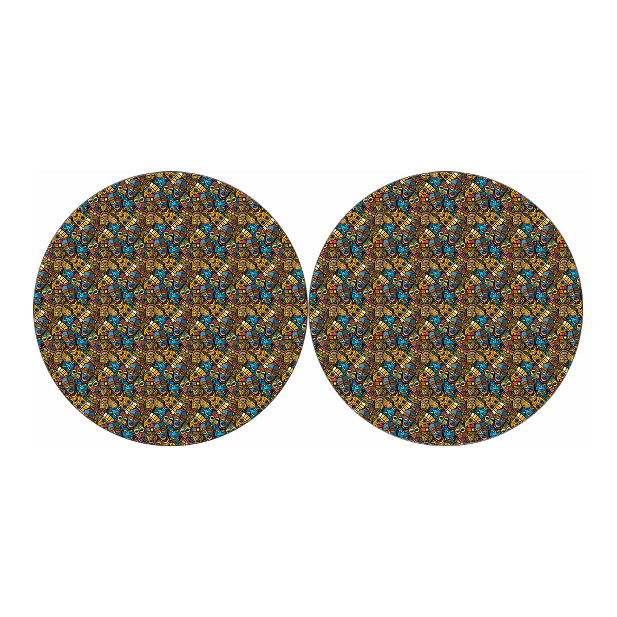 African Totem Masks Pattern Print Car Coasters