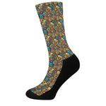 African Totem Masks Pattern Print Crew Socks