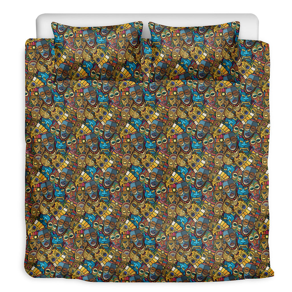 African Totem Masks Pattern Print Duvet Cover Bedding Set
