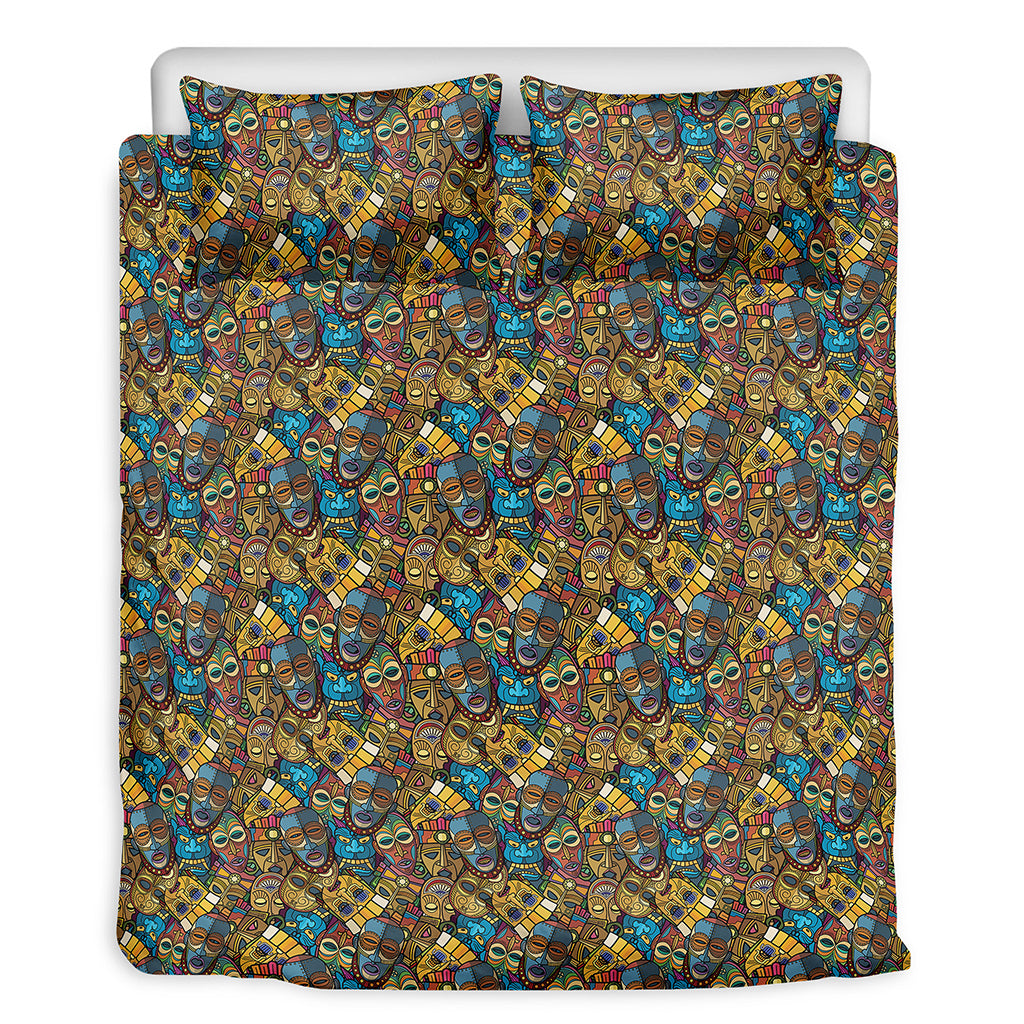 African Totem Masks Pattern Print Duvet Cover Bedding Set