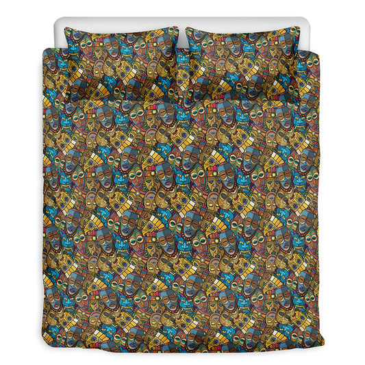 African Totem Masks Pattern Print Duvet Cover Bedding Set