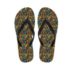 African Totem Masks Pattern Print Flip Flops