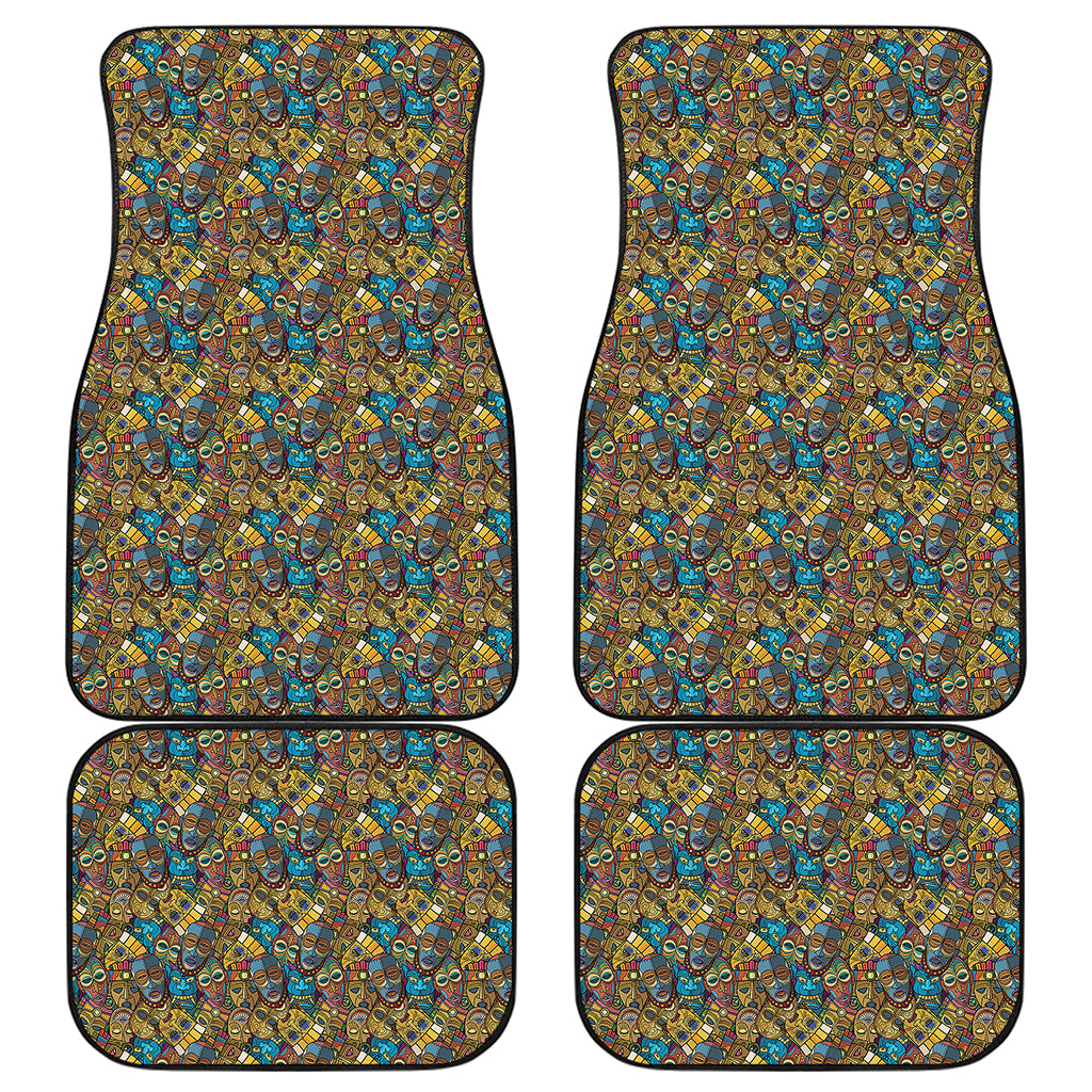 African Totem Masks Pattern Print Front and Back Car Floor Mats