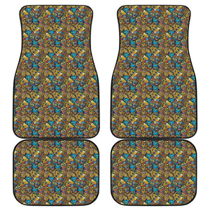 African Totem Masks Pattern Print Front and Back Car Floor Mats