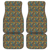 African Totem Masks Pattern Print Front and Back Car Floor Mats