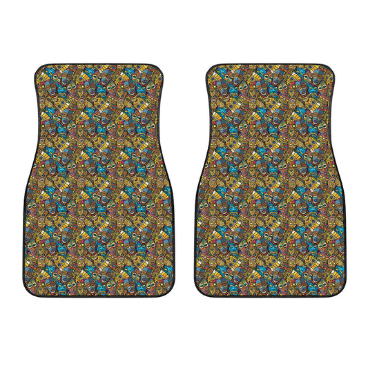 African Totem Masks Pattern Print Front Car Floor Mats