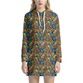 African Totem Masks Pattern Print Pullover Hoodie Dress