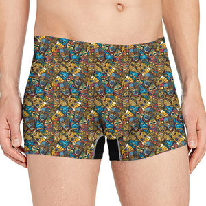 African Totem Masks Pattern Print Men's Boxer Briefs