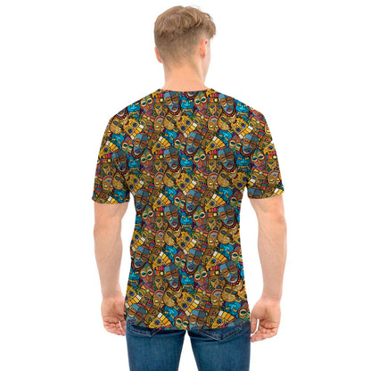 African Totem Masks Pattern Print Men's T-Shirt