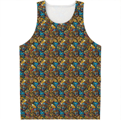 African Totem Masks Pattern Print Men's Tank Top