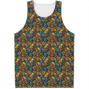 African Totem Masks Pattern Print Men's Tank Top