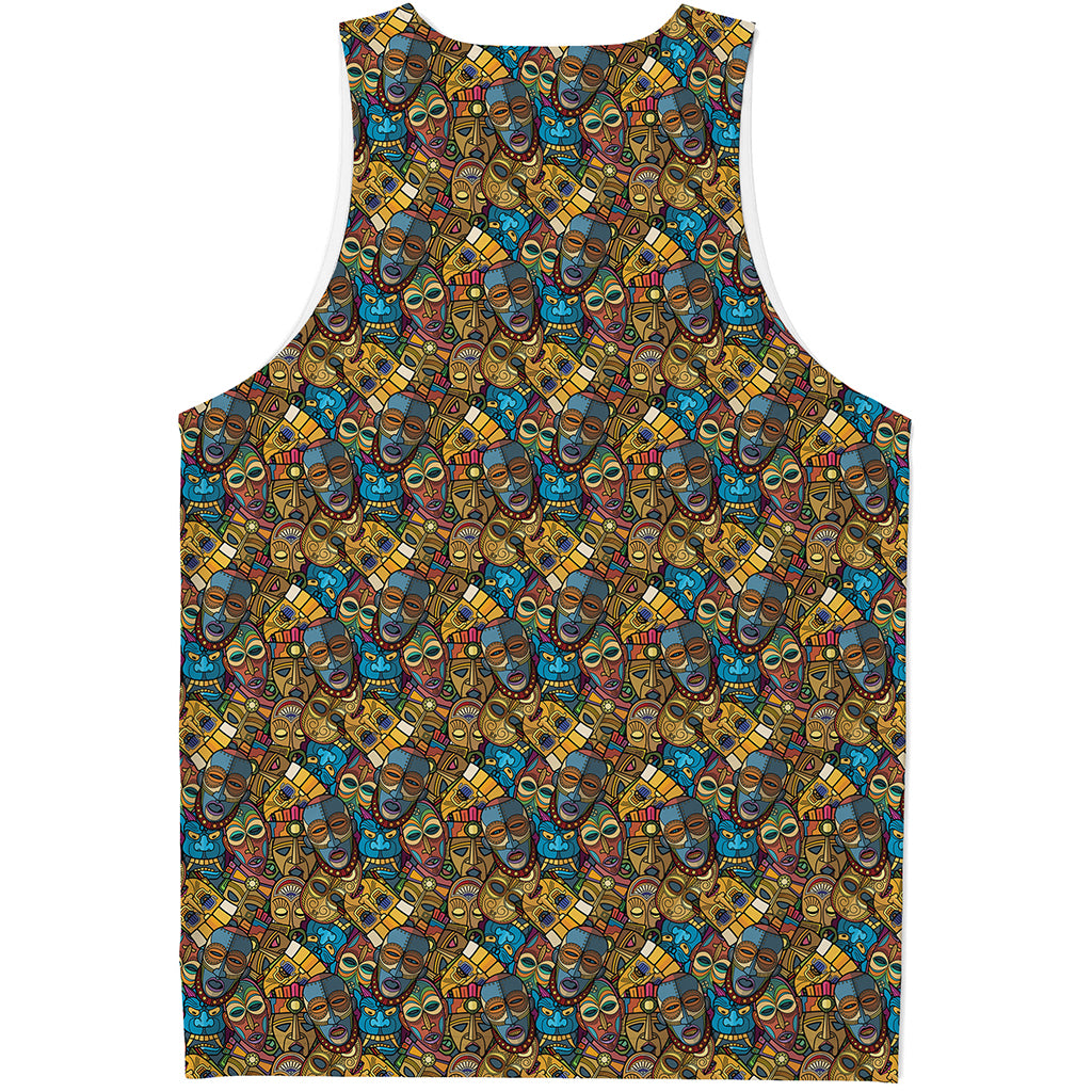 African Totem Masks Pattern Print Men's Tank Top