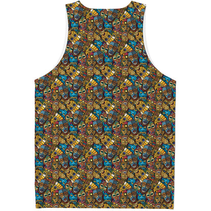 African Totem Masks Pattern Print Men's Tank Top
