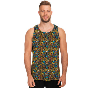 African Totem Masks Pattern Print Men's Tank Top