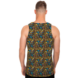 African Totem Masks Pattern Print Men's Tank Top