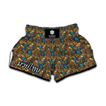 African Totem Masks Pattern Print Muay Thai Boxing Shorts