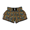 African Totem Masks Pattern Print Muay Thai Boxing Shorts