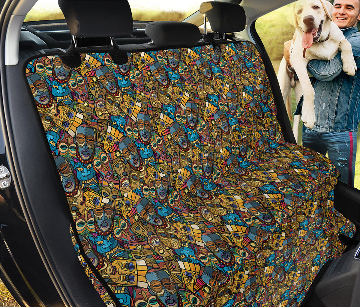 African Totem Masks Pattern Print Pet Car Back Seat Cover