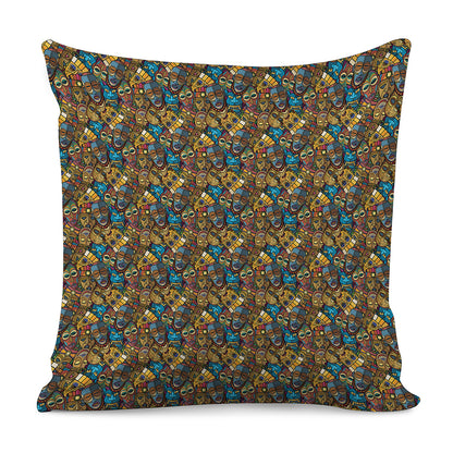 African Totem Masks Pattern Print Pillow Cover