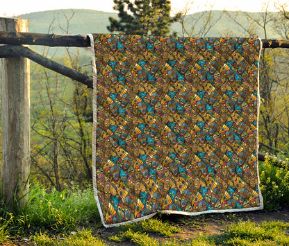 African Totem Masks Pattern Print Quilt