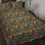 African Totem Masks Pattern Print Quilt Bed Set