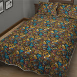 African Totem Masks Pattern Print Quilt Bed Set