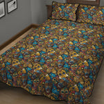 African Totem Masks Pattern Print Quilt Bed Set