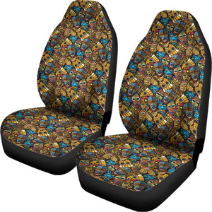 African Totem Masks Pattern Print Universal Fit Car Seat Covers