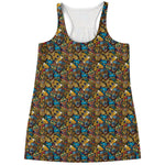 African Totem Masks Pattern Print Women's Racerback Tank Top