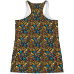 African Totem Masks Pattern Print Women's Racerback Tank Top
