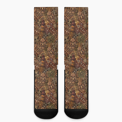 African Totem Pattern Print Crew Socks