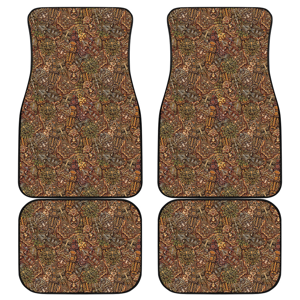 African Totem Pattern Print Front and Back Car Floor Mats