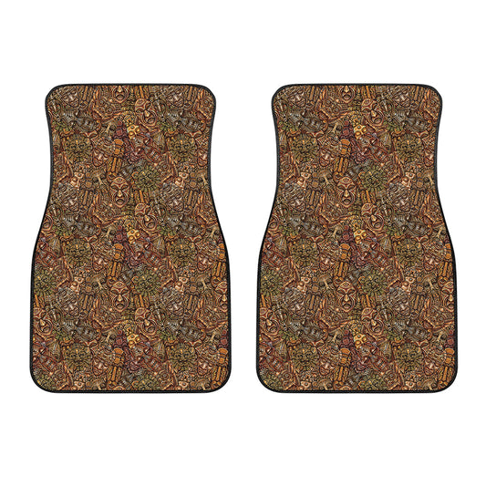 African Totem Pattern Print Front Car Floor Mats