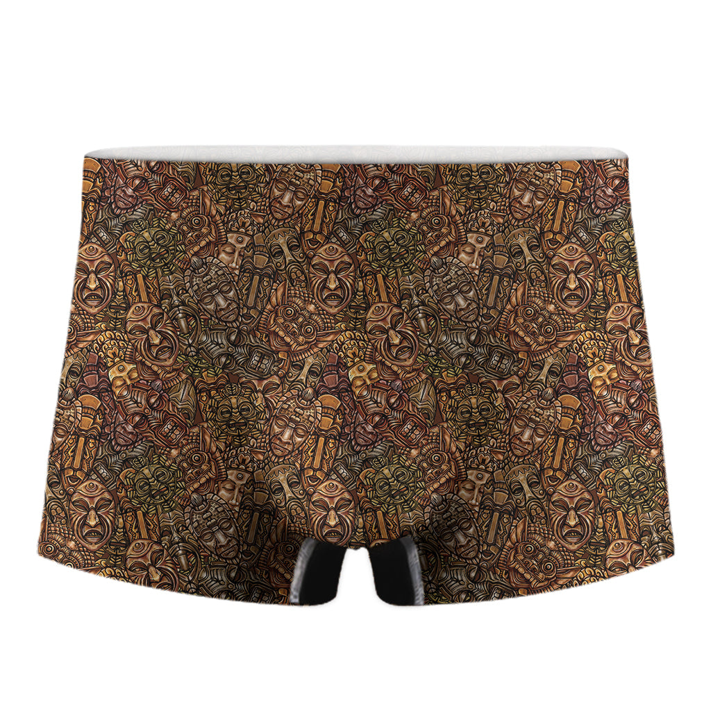 African Totem Pattern Print Men's Boxer Briefs