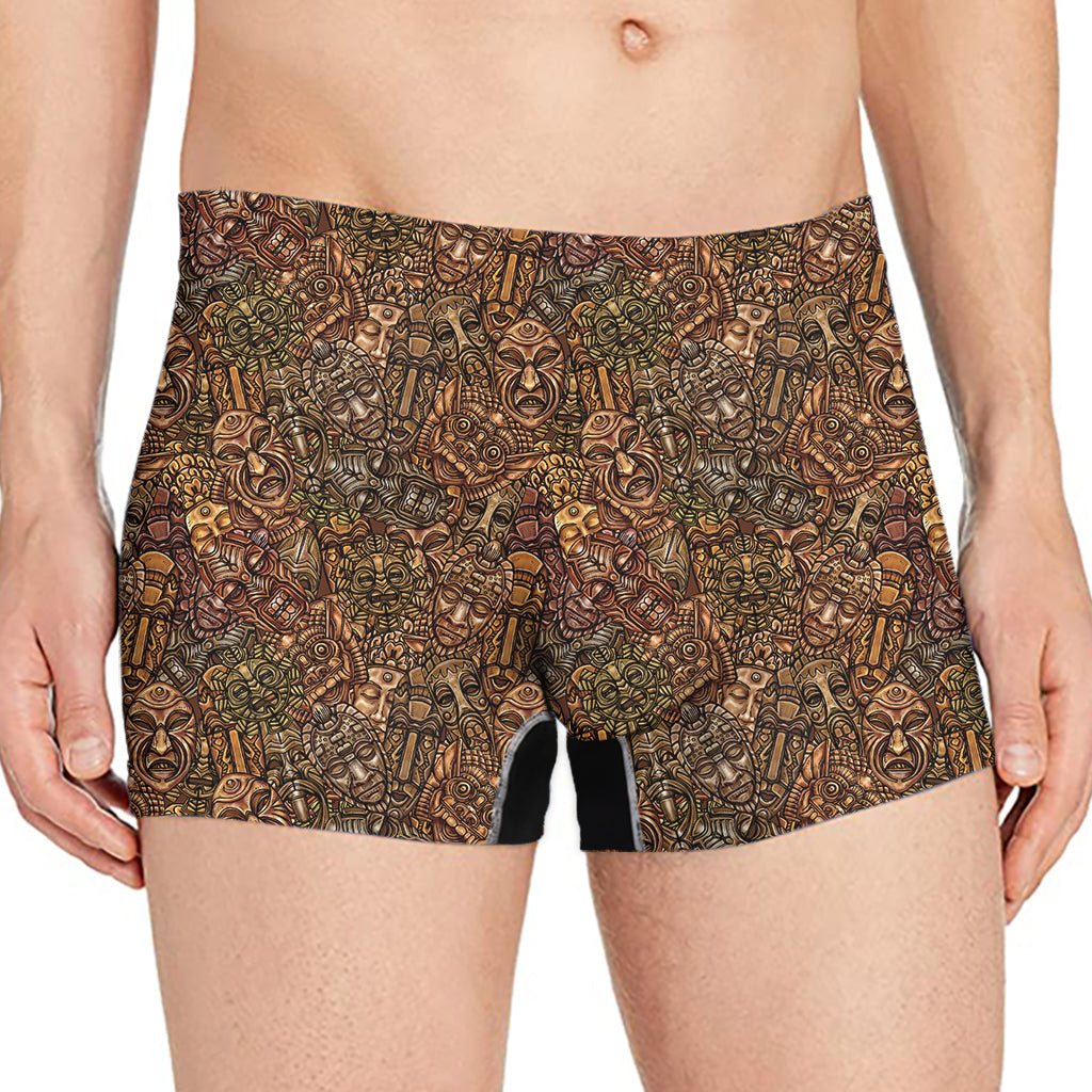 African Totem Pattern Print Men's Boxer Briefs