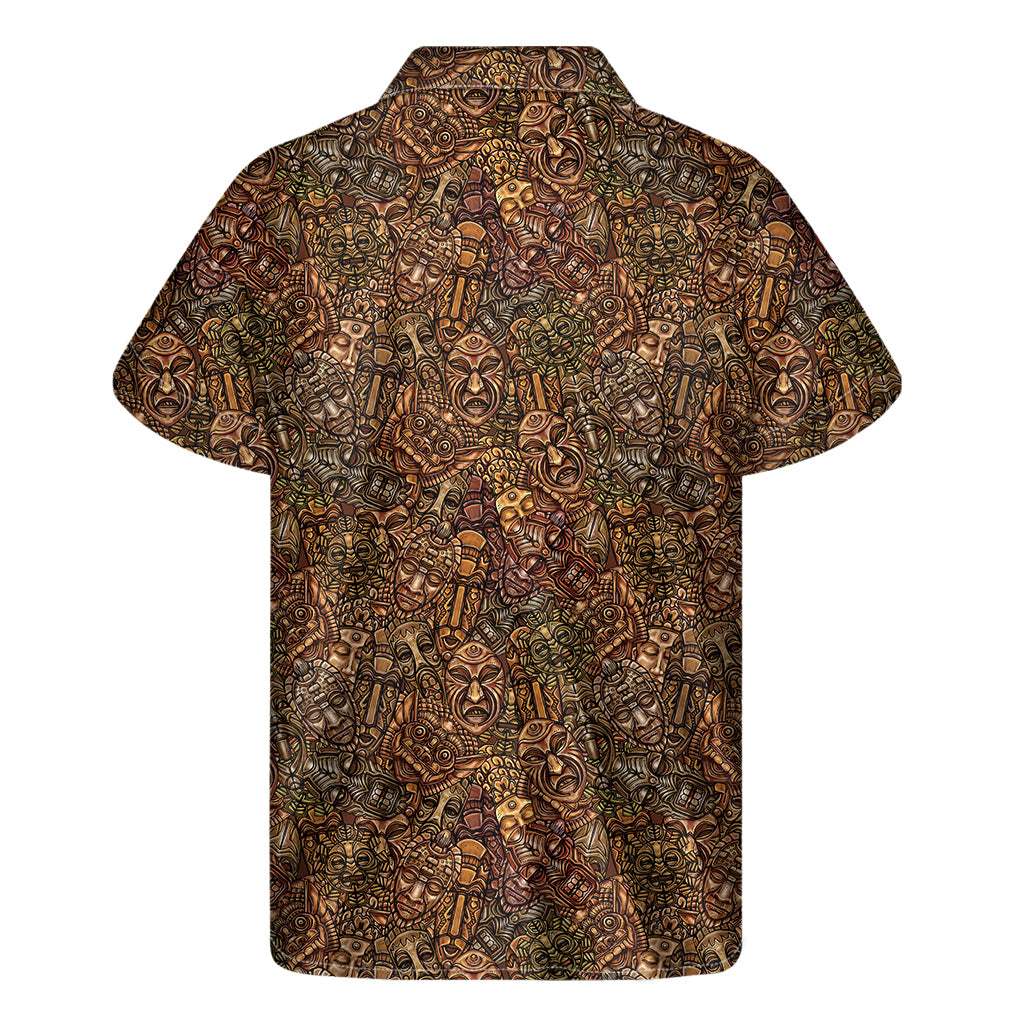 African Totem Pattern Print Men's Short Sleeve Shirt