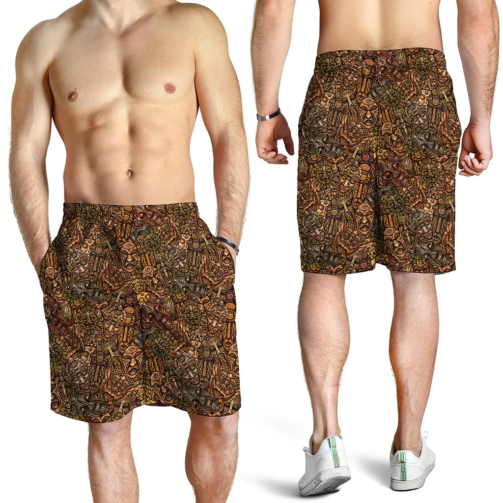 African Totem Pattern Print Men's Shorts