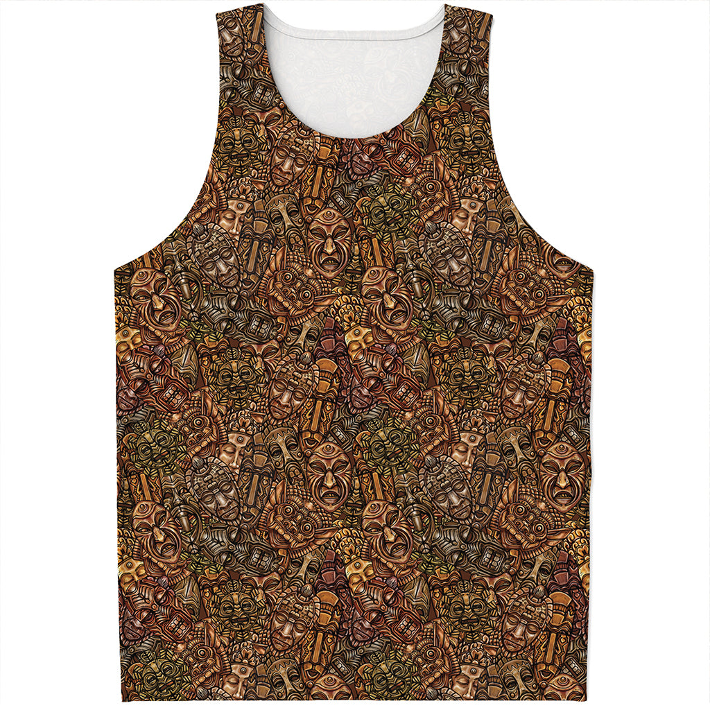 African Totem Pattern Print Men's Tank Top