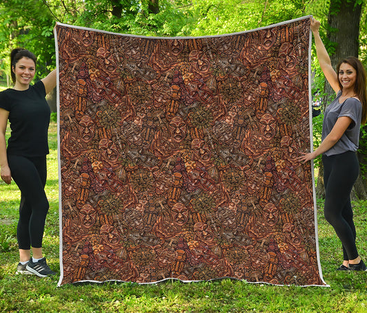 African Totem Pattern Print Quilt