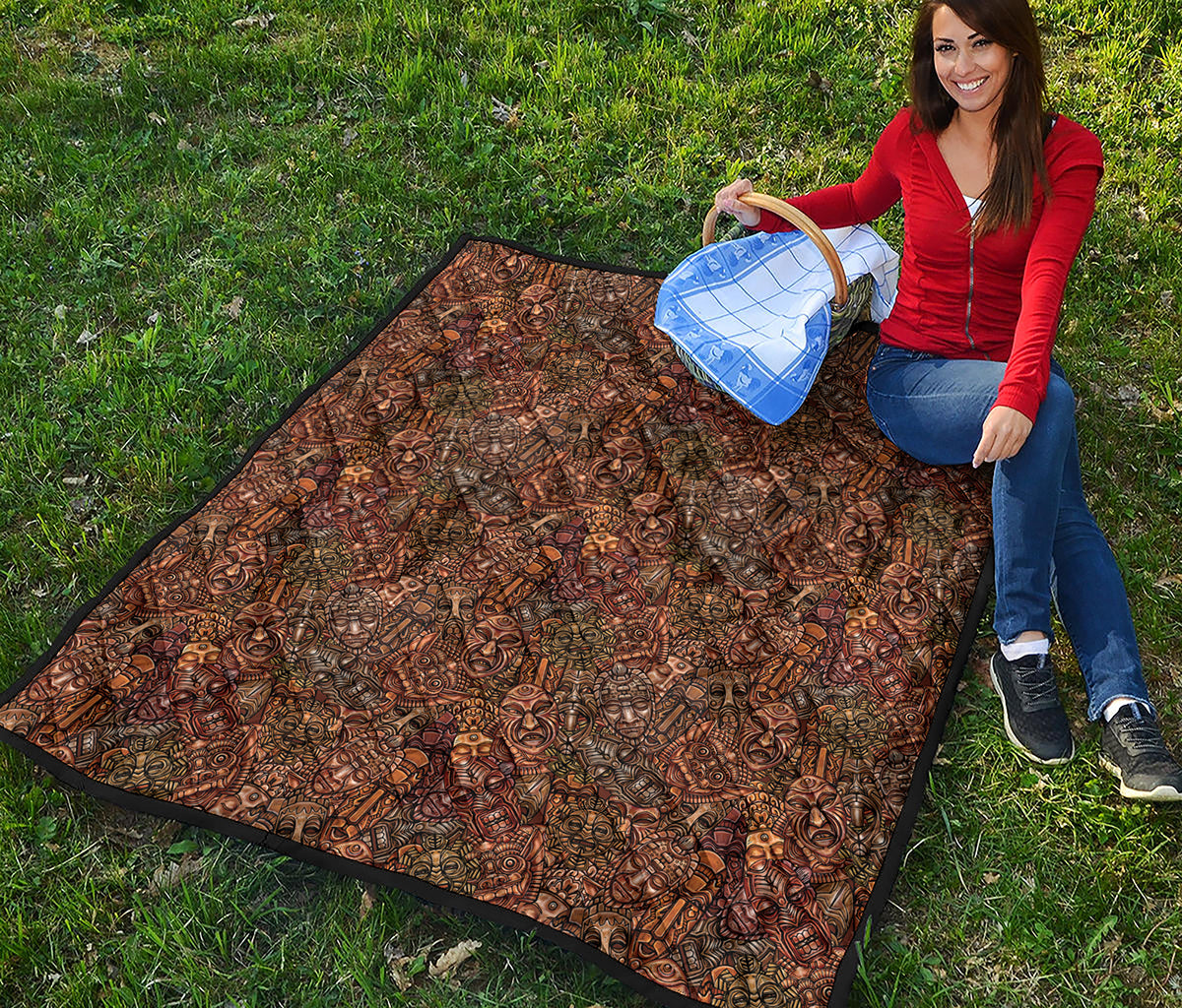 African Totem Pattern Print Quilt