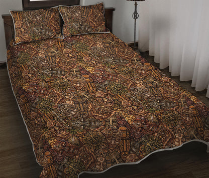 African Totem Pattern Print Quilt Bed Set